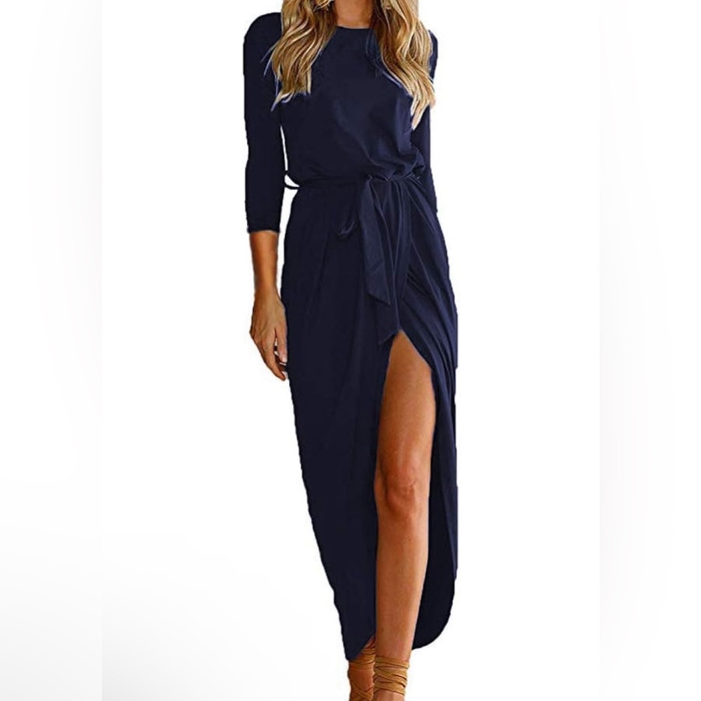 Navy Blue Wrap Dress